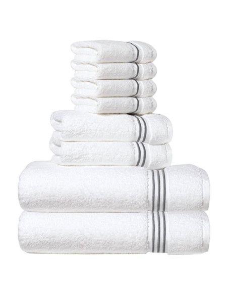 Juego de Toallas Premium Simpli-Magic 8 Piezas Algodón Gris