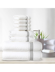 Juego de Toallas Premium Simpli-Magic 8 Piezas Algodón Gris 2