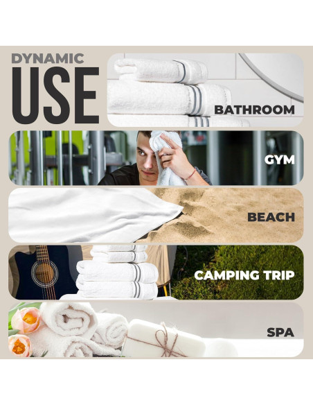 Juego de Toallas Premium Simpli-Magic 8 Piezas Algodón Gris