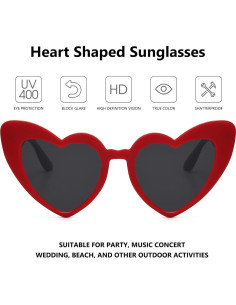 Gafas de sol en forma de corazón LIKSMU para mujeres - 52mm 2