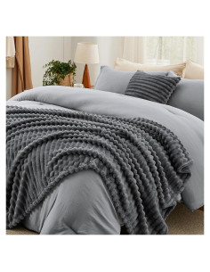 Juego de Edredón Queen Bedsure 5 Piezas Gris Oscuro