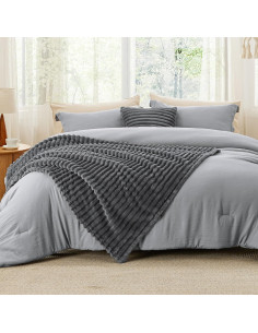 Juego de Edredón Queen Bedsure 5 Piezas Gris Oscuro 2