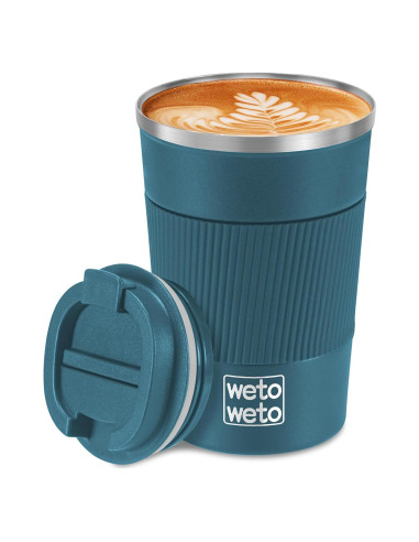 Vaso de Café Aislado WETOWETO 12oz Acero Inoxidable Azul