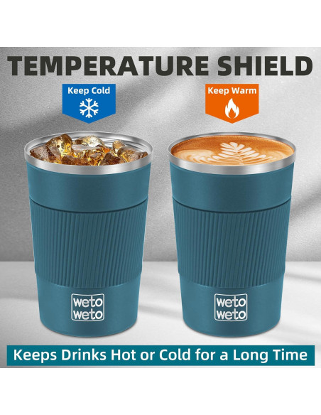 Vaso de Café Aislado WETOWETO 12oz Acero Inoxidable Azul