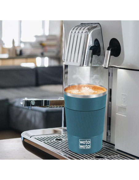 Vaso de Café Aislado WETOWETO 12oz Acero Inoxidable Azul
