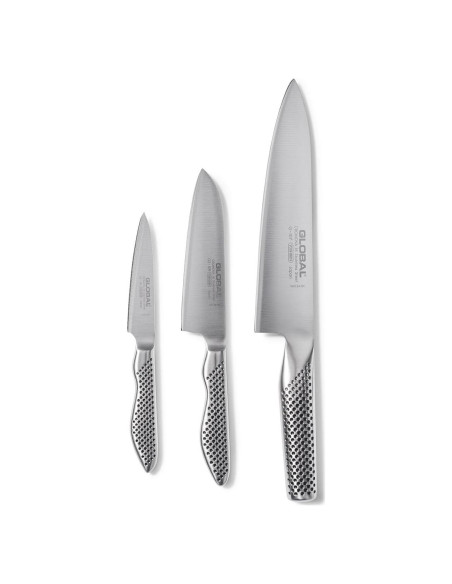 Conjunto de cuchillos de chef Global 3 piezas acero forjado