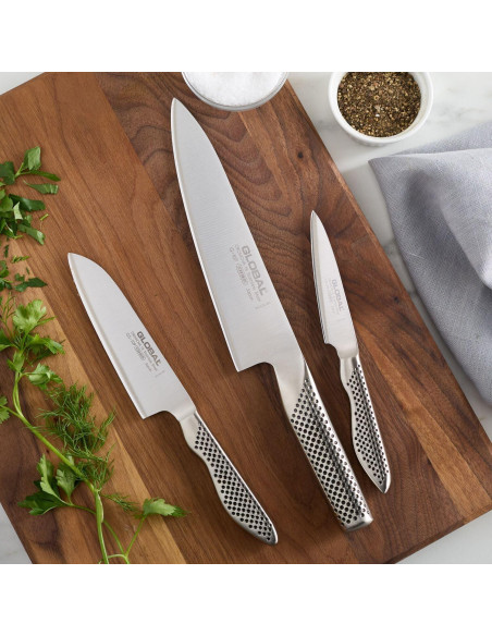 Conjunto de cuchillos de chef Global 3 piezas acero forjado