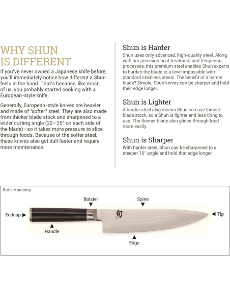 Cuchillo de Cocina Shun Classic 17.78 cm Damasco Gyuto