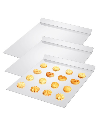 3 Bandejas Planas para Hornear Galletas Aluminio 33x40 cm