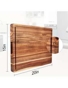 Tabla de Cortar de Madera de Acacia GAOMON 50.8x38.1 cm con Mango 2