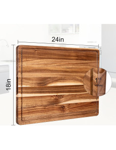 Tabla de Cortar de Madera Acacia 61x46 cm con Canal y Mango GAOMON 2