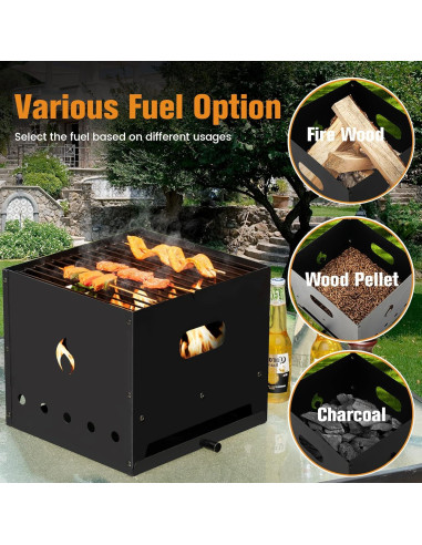 Horno de Pizza 4 en 1 ORALNER a Leña y Parrilla Portátil