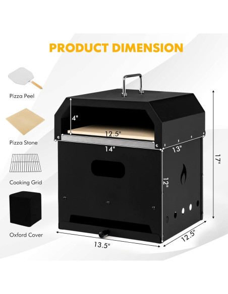 Horno de Pizza 4 en 1 ORALNER a Leña y Parrilla Portátil