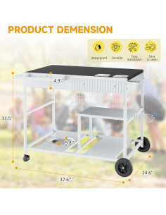 Mesa para Horno de Pizza JY QAQA con Estante y Toppings 62.5x95.7cm 2