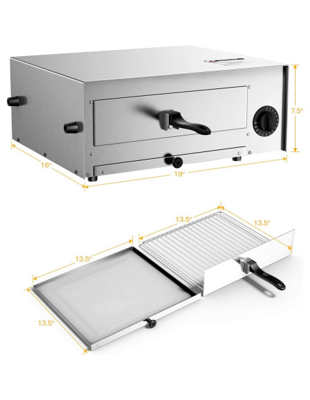 Horno de Pizza Eléctrico Giantex EP20961 Acero Inoxidable 30.48 cm