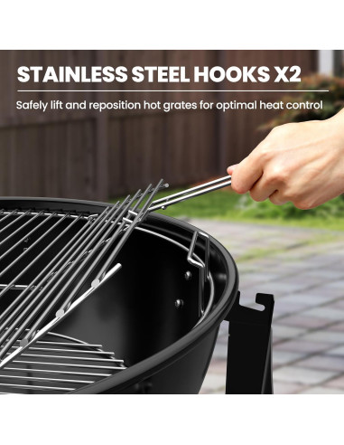 Parrilla de Carbón Ciokea 22" Portátil con Mesa y Cubierta