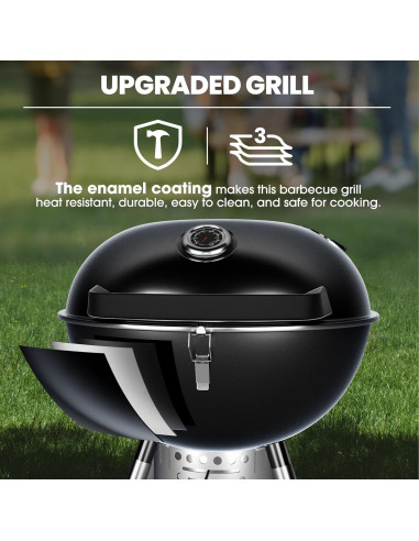 Parrilla de Carbón Ciokea 22" Portátil con Mesa y Cubierta