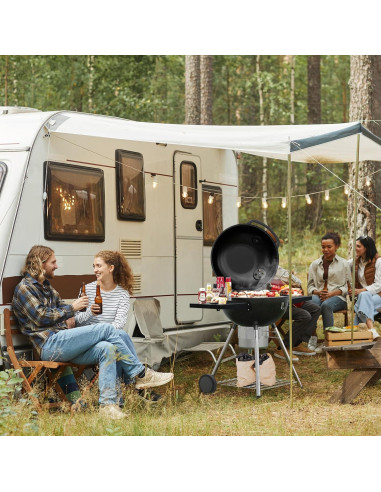 Parrilla de Carbón Ciokea 22" Portátil con Mesa y Cubierta