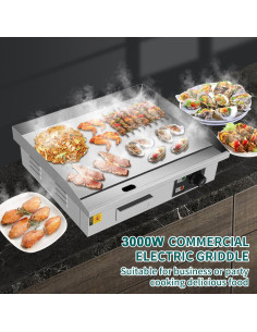 Plancha Eléctrica de Mostrador ERfairdeal 56 cm 3000W Acero Inoxidable 2