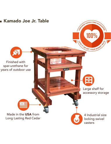 Mesa de Comedor JJGeorge para Kamado Joe Jr - Madera de Cedro