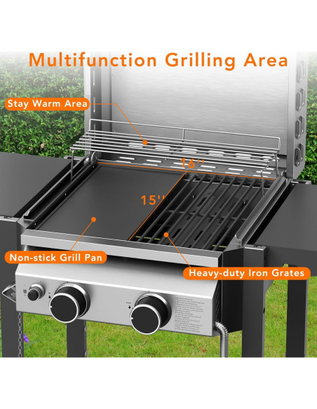 Parrilla de Gas Propano Electactic 2 Quemadores 16000 BTU