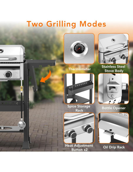 Parrilla de Gas Propano Electactic 2 Quemadores 16000 BTU