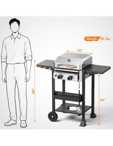 Parrilla de Gas Propano Electactic 2 Quemadores 16000 BTU