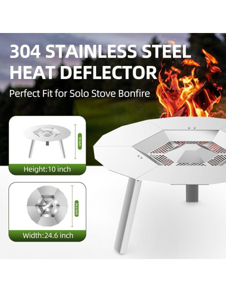 Deflector de Calor KCSYRS para Fogata Bonfire 62.5 cm Acero Inoxidable