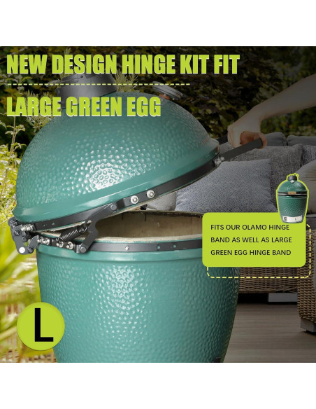 Ensamblaje de Bisagra OLAMO para Large Green Egg - Kit Completo