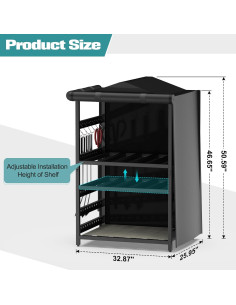 Estante de Almacenamiento Bknius para Solo Stove - 2 Estantes, Impermeable, Negro 2