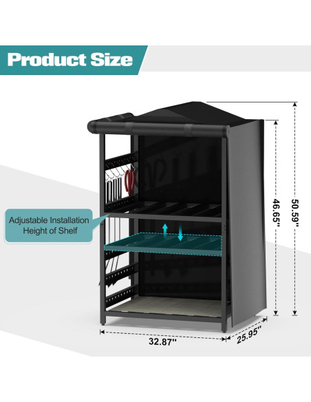 Estante de Almacenamiento Bknius para Solo Stove - 2 Estantes, Impermeable, Negro