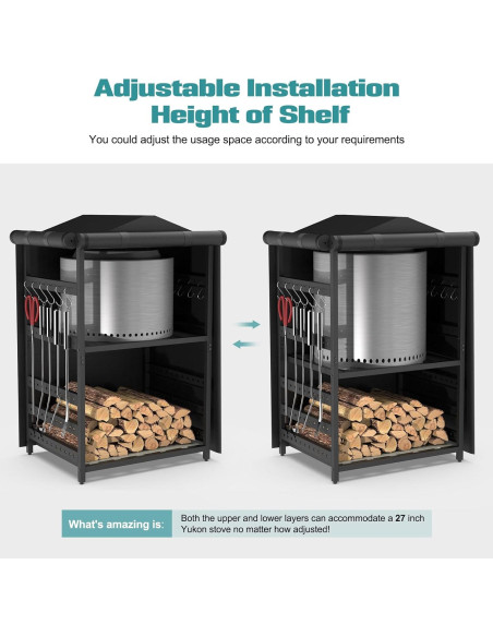 Estante de Almacenamiento Bknius para Solo Stove - 2 Estantes, Impermeable, Negro