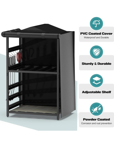 Estante de Almacenamiento Bknius para Solo Stove - 2 Estantes, Impermeable, Negro