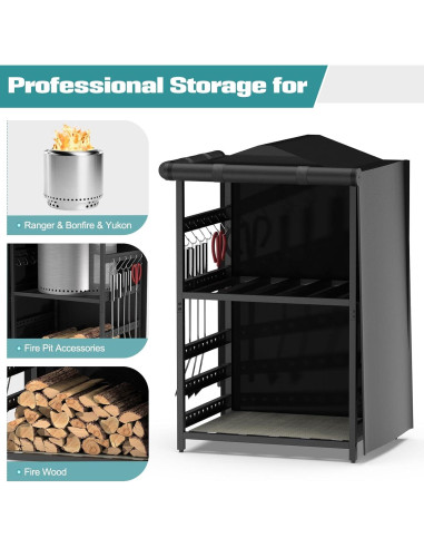 Estante de Almacenamiento Bknius para Solo Stove - 2 Estantes, Impermeable, Negro