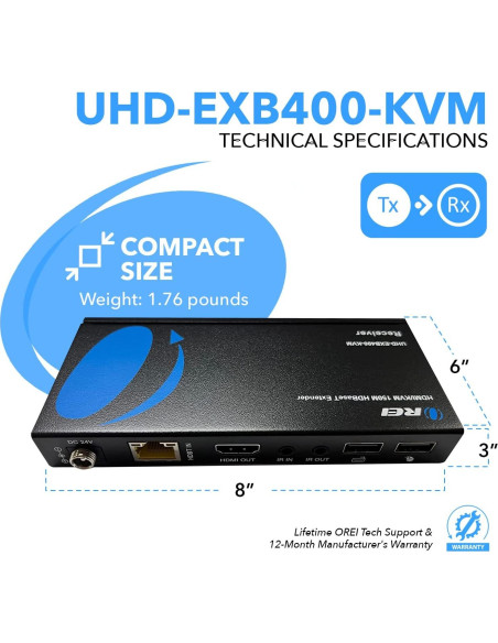 Extensor KVM HDMI 4K OREI EX-400C - 400 pies, USB