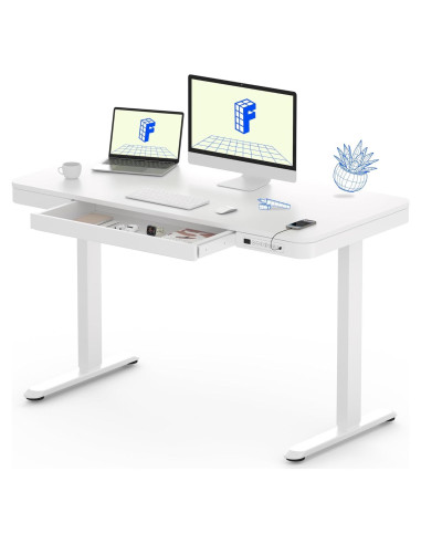 Escritorio de pie eléctrico FLEXISPOT ET-118W blanco con cajón