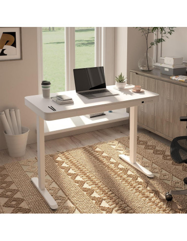Escritorio de pie eléctrico FLEXISPOT ET-118W blanco con cajón