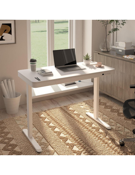 Escritorio de pie eléctrico FLEXISPOT ET-118W blanco con cajón
