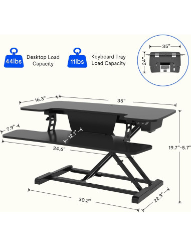 Elevador de Escritorio Eléctrico FlexiSpot EM7 91.44 cm Negro