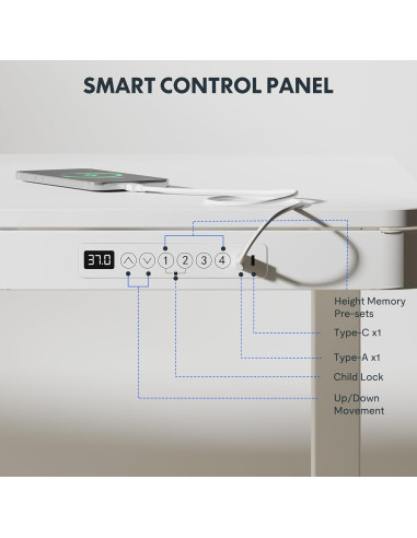 Escritorio de pie eléctrico FLEXISPOT ET-118W blanco con cajón