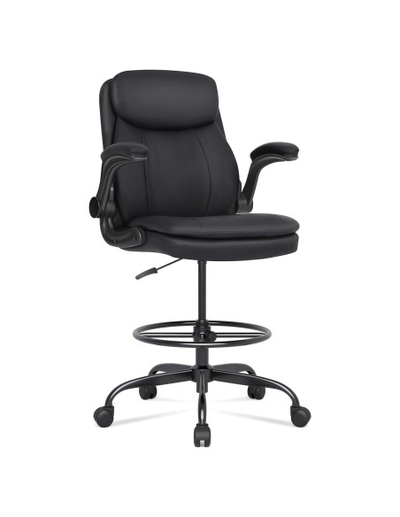 Silla de Dibujo Misolant Alta Ajustable de Cuero Negro