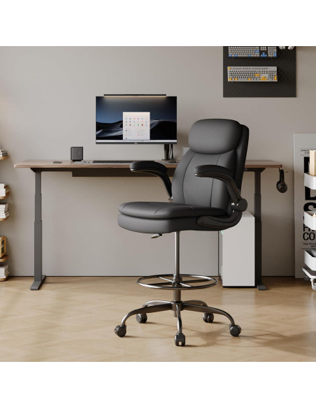 Silla de Dibujo Misolant Alta Ajustable de Cuero Negro