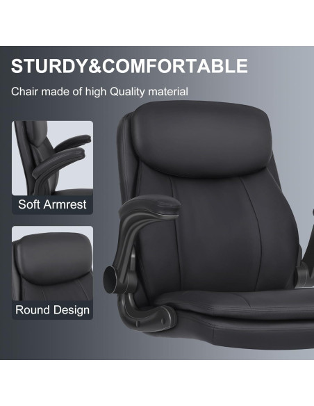 Silla de Dibujo Misolant Alta Ajustable de Cuero Negro