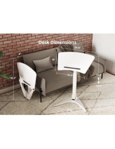 Escritorio de Pie Móvil Claiks Ajustable en Altura Blanco 2