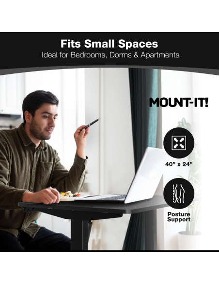 Escritorio Eléctrico Ajustable Mount-It! MI-8035 101.6x61 cm Negro