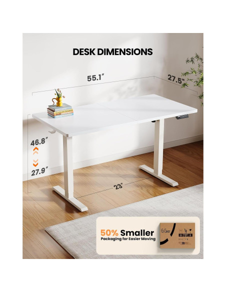 Escritorio Eléctrico Ajustable ErGear EGESD112W Blanco 139.7x71.1cm