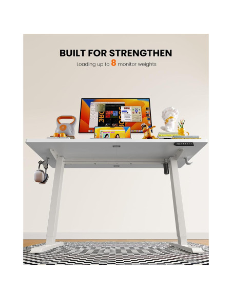 Escritorio Eléctrico Ajustable ErGear EGESD112W Blanco 139.7x71.1cm