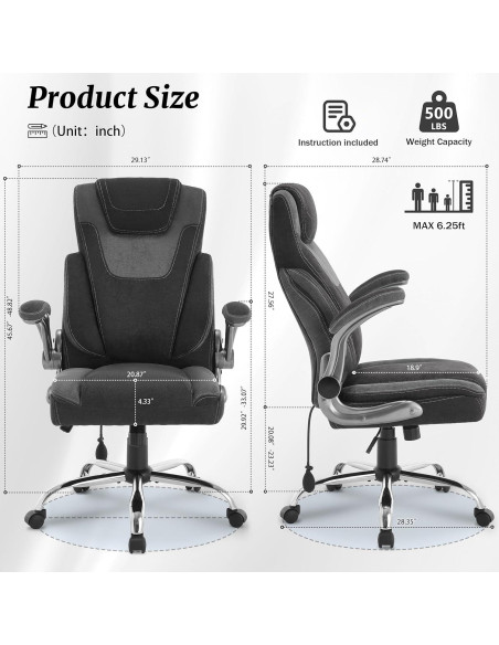 Silla de Oficina Ergonómica BLISNEST con Soporte Lumbar Ajustable