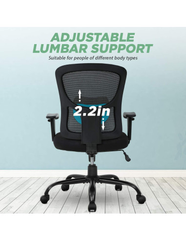 Silla de Oficina Ergonómica BestOffice 500lbs Negra