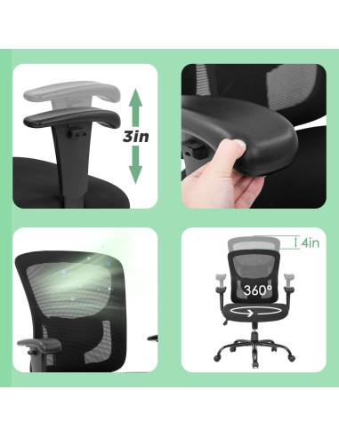 Silla de Oficina Ergonómica BestOffice 500lbs Negra